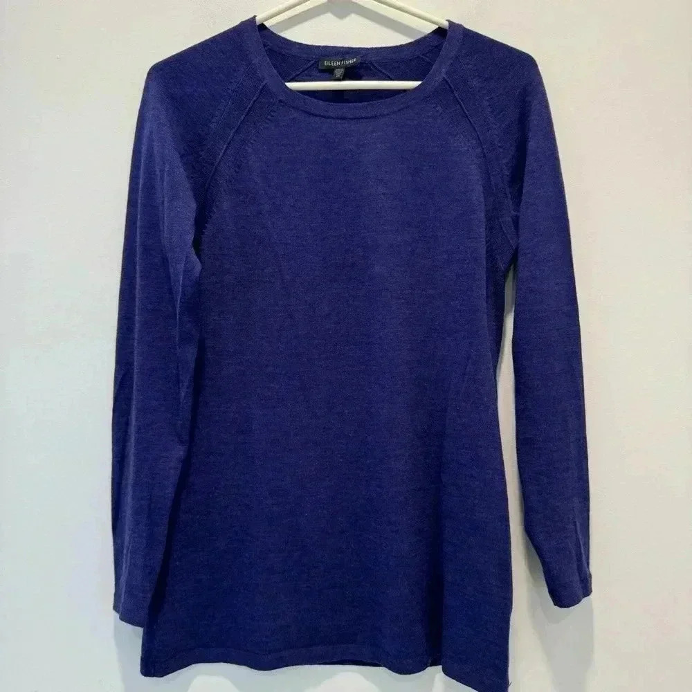Eileen Fisher Wool Merino Sweater Womens Xs PulloverLong Sleeve Crew